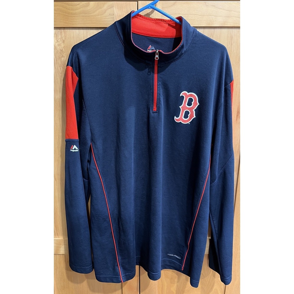 MLB Boston Red Sox Majestic Cool Base Quarter Zip Pullover Jacket XL Navy
